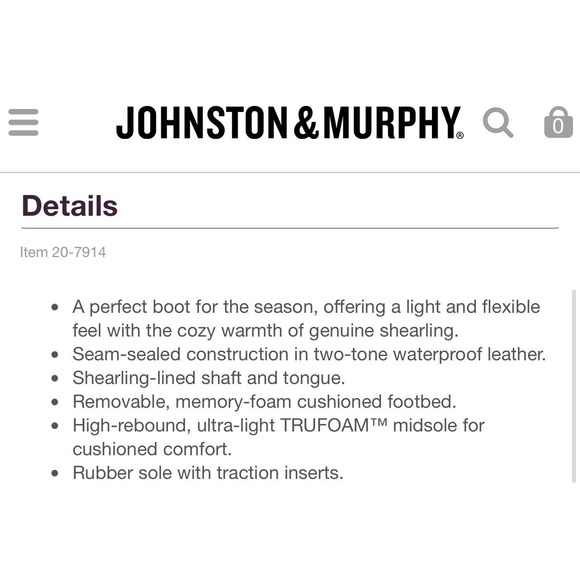 Johnston Murphy Upton Lug Shearling Moc Toe Dark Tan Waterproof Boot Men's 10.5 - Picture 4 of 9